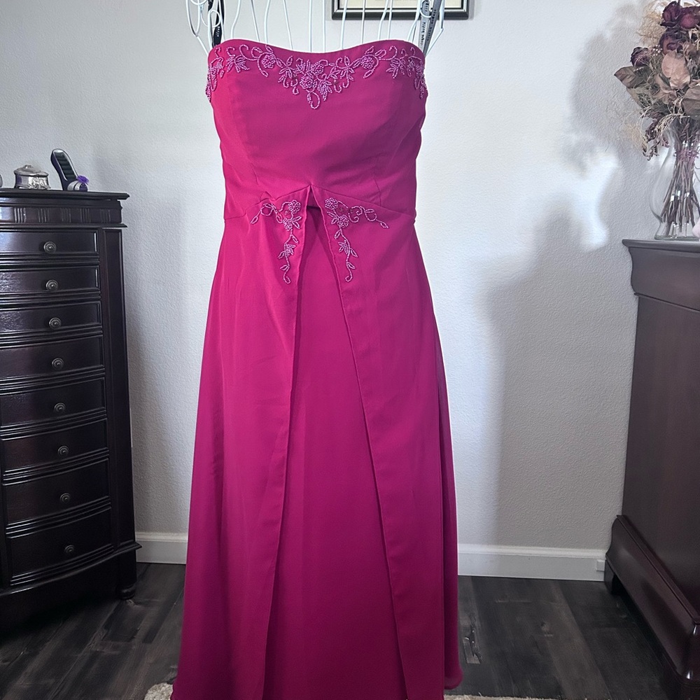 Alfred Angelo Red Sequins Detail Strapless Gown -Free Shipping